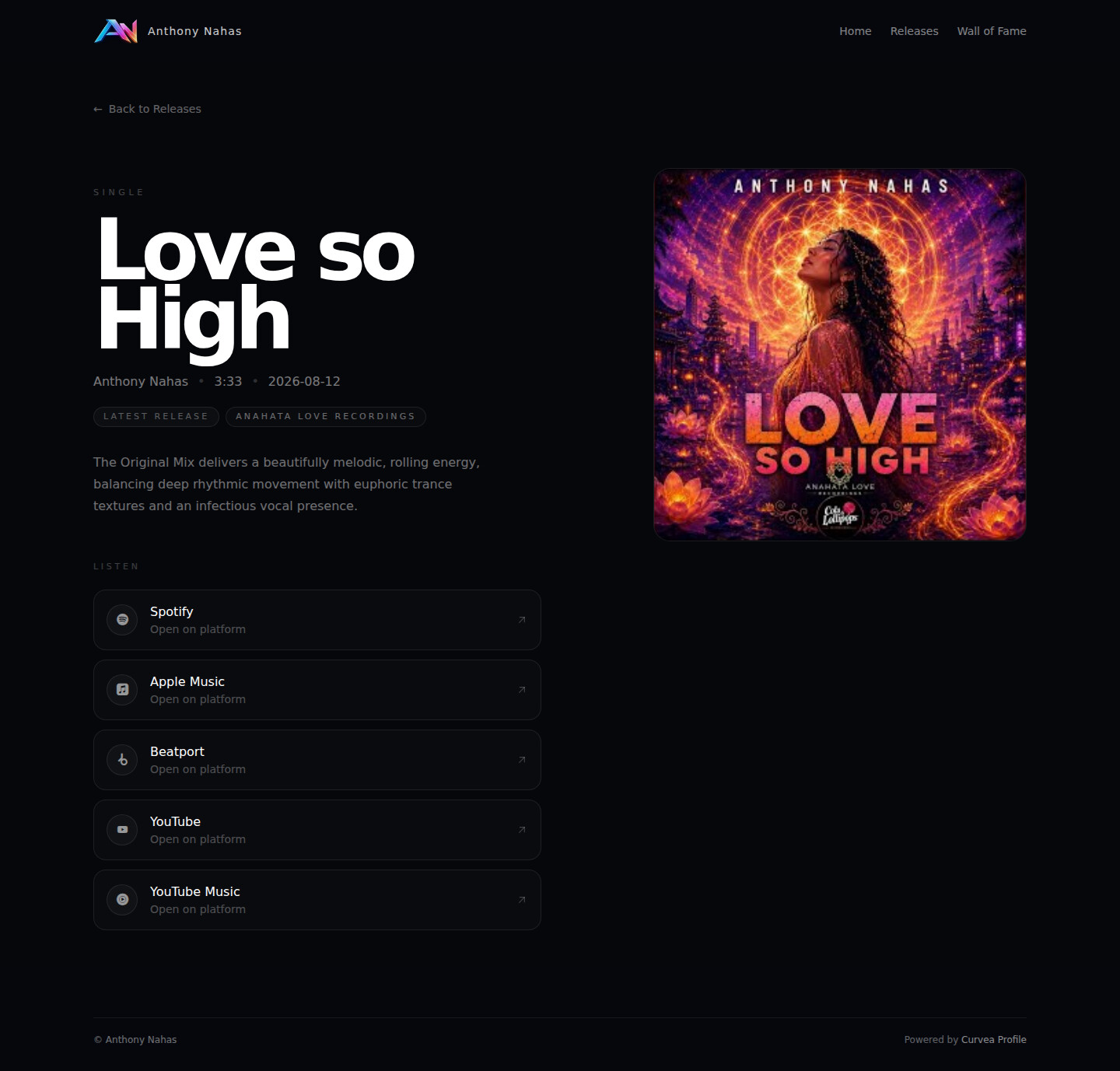 Anthony Nahas Love so High release page